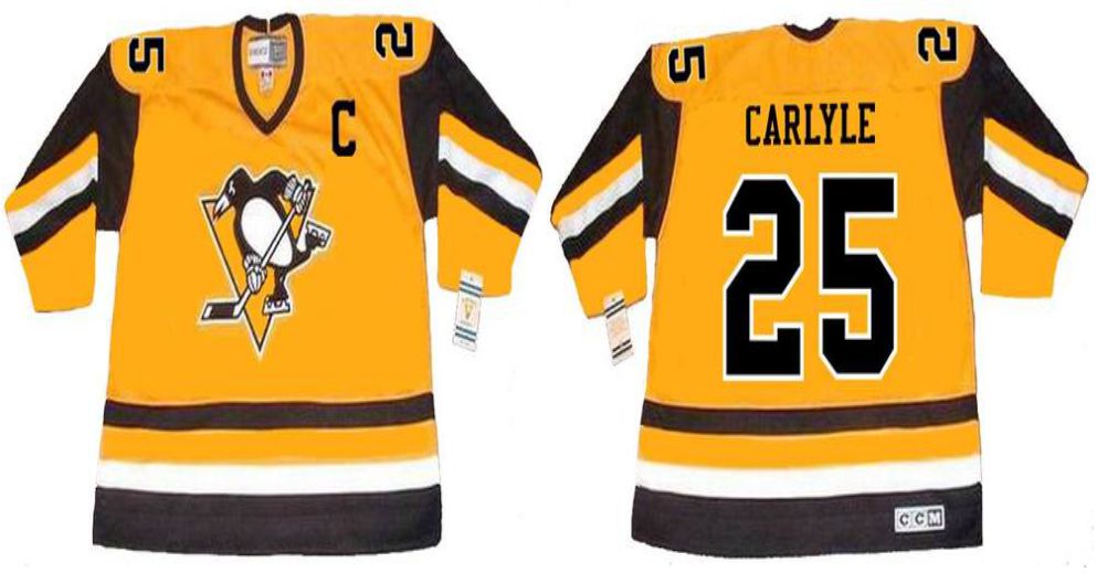 2019 Men Pittsburgh Penguins #25 Carlyle Yellow CCM NHL jerseys->pittsburgh penguins->NHL Jersey